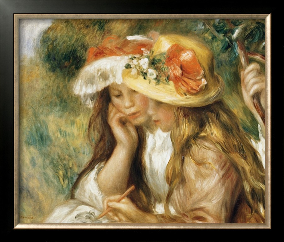 Two Girls Drawing - Pierre Auguste Renoir Painting